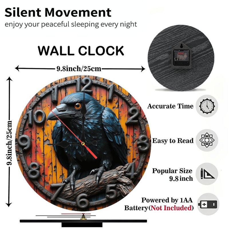 Horloge corbeau décorative