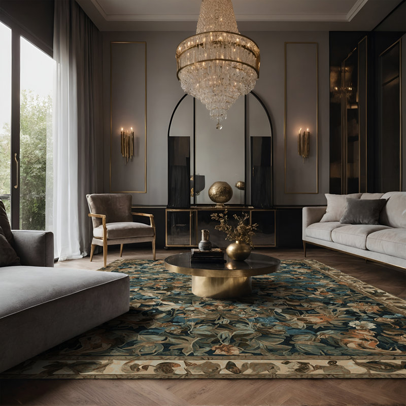 Tapis brun soyeux et moelleux, Rectangle 7 pi x 9 pi