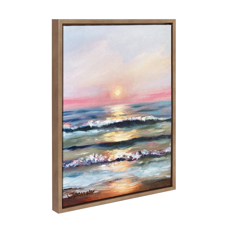 «Atlantic Sunset» par Mary Sparrow, reproduction d'art sur toile encadrée, Encadrement doré
