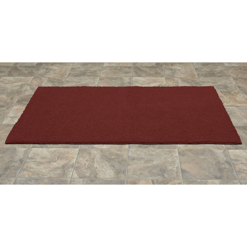 Roanoke Cotton Bath Rug with Non-Slip Backing, Red, 30" x 50"