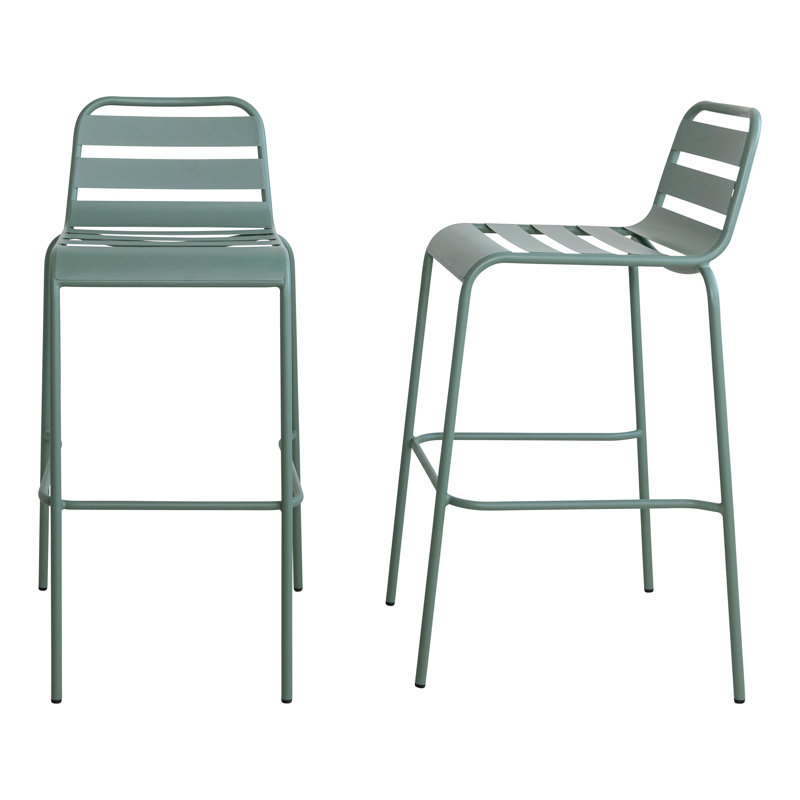 Tabouret de bar intérieur / extérieur à lattes en métal
