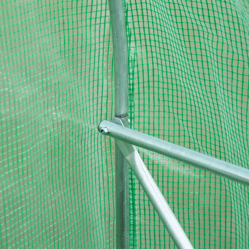 Walk-in Polytunnel Greenhouse Tunnel with Zipped Roll-Up Door & 6 Mesh Windows