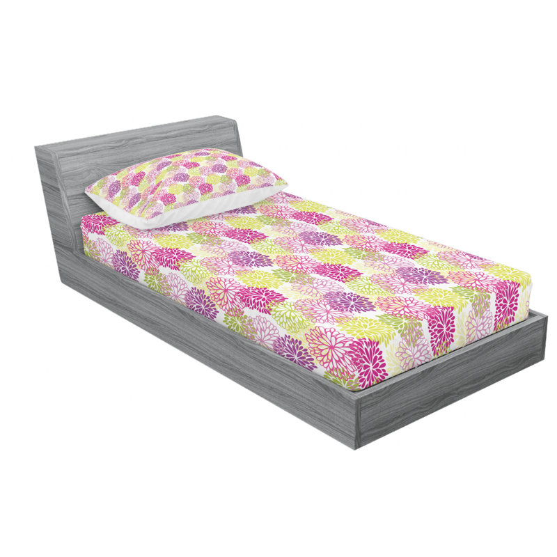 Microfiber Floral Sheet Set, Twin Sheet Set with Fitted Sheet