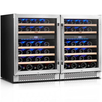 Yeego Dual Zone 46.8'' 92 Bottle Wine Refrigerator with Reversible Door