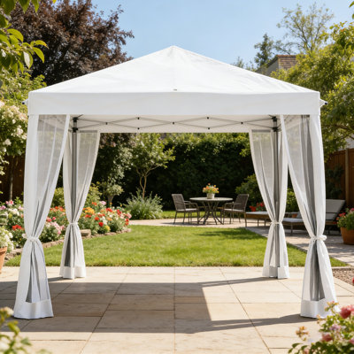 Tente à auvent escamotable 10 pi x 10 pi avec murs en filet, parois latérales, abri de soleil instantané, tentes pour fêtes, avec sac de transport à roulettes, grandes tentes d'ombrage, abri de jardin extérieur pour meubles de jardin et de patio