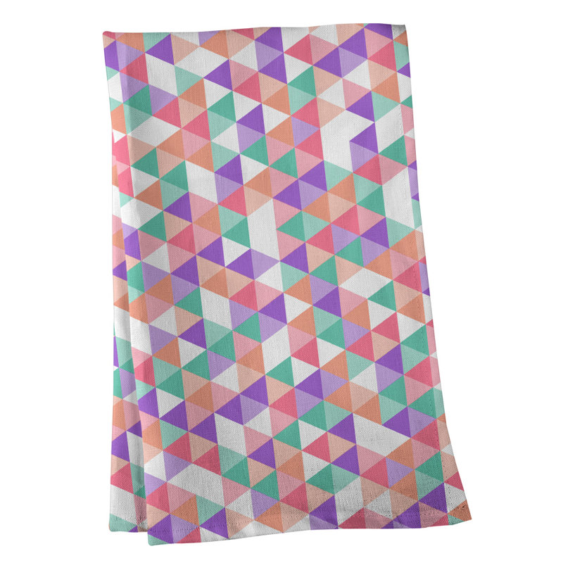Torchon à motif triangulaire, Polyester sergé, Mauve/orange