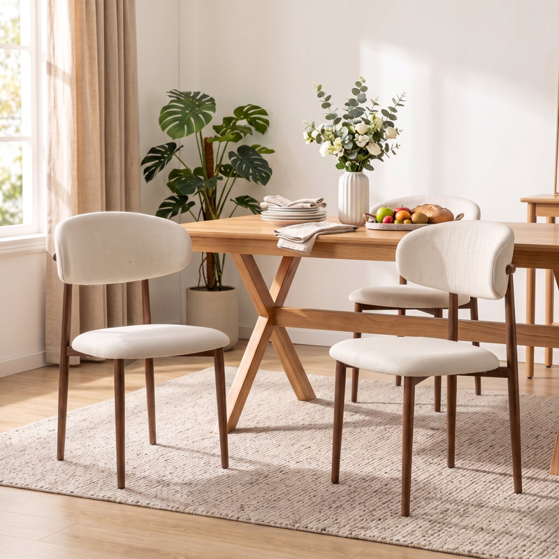 Chaises de salle à manger rembourrées Nordic Modern avec dossier, chaises de coiffeuse pour la maison, le café et la réception (ensemble de 2)