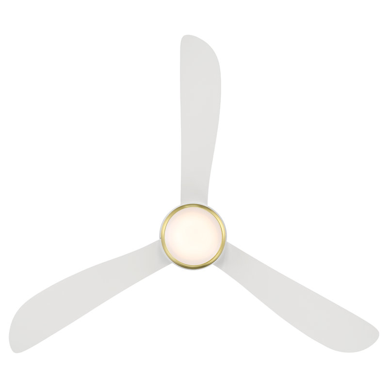 52" Soft Brass Matte White Smart Ceiling Fan with LED Light