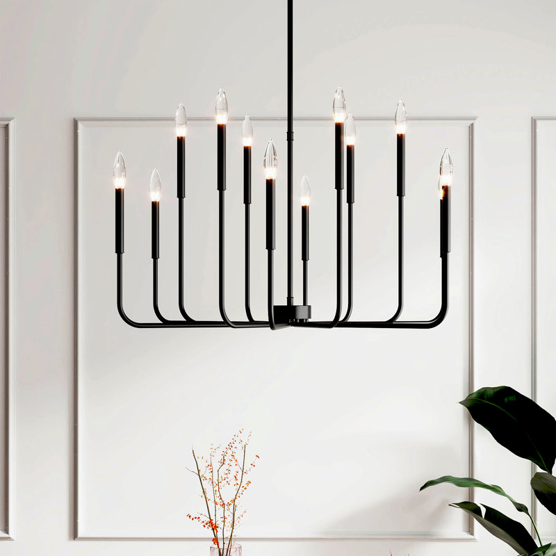 Jassel 12 - Light 40"W Black Dimmable Classic Candle - Style Tradtional/Classic Chandelier for Dining Room or Kitchen