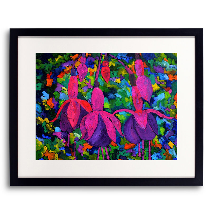 Fuschia Flowers Print by Pol Ledent, Black Framed Paper, 24" H x 30" W