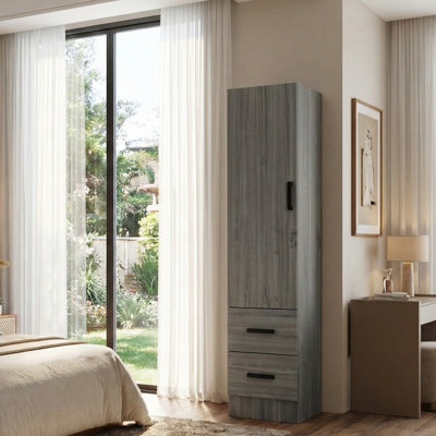 Wardrobe Armoire Closet With 2 Drawers And Door That Can Open From Either The Left Or Right. by Ebern Designs