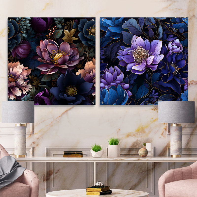 Prisco - Ensemble de 2 art mural en verre acrylique, H 36 po x l 73 po