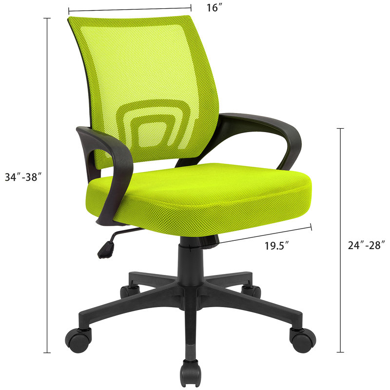 Chaise de bureau ergonomique en filet, Vert, 1