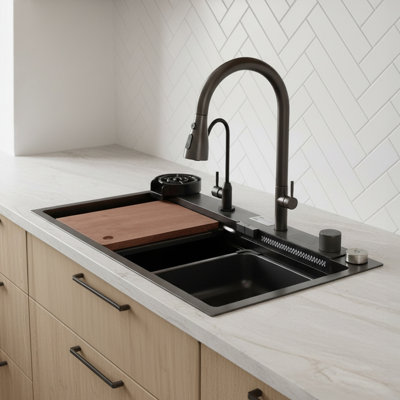 17 Stories 450mm W Single Bowl Stainless Steel Drop-In Kitchen Sink with 2 Faucet Holes