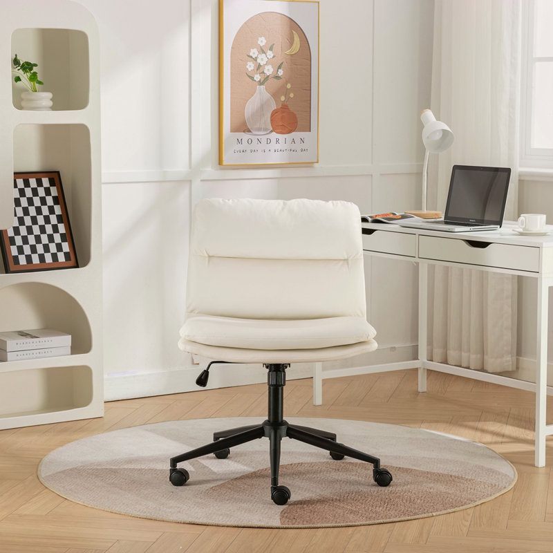 Fauteuil réglable / pivotant, siège large / chaise de bureau / fauteuil de coiffeuse, Blanc