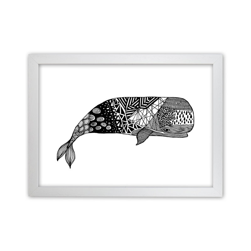 Whale by Carissa Tanton - Print, White Framed, 34cm H x 46cm W x 3cm D