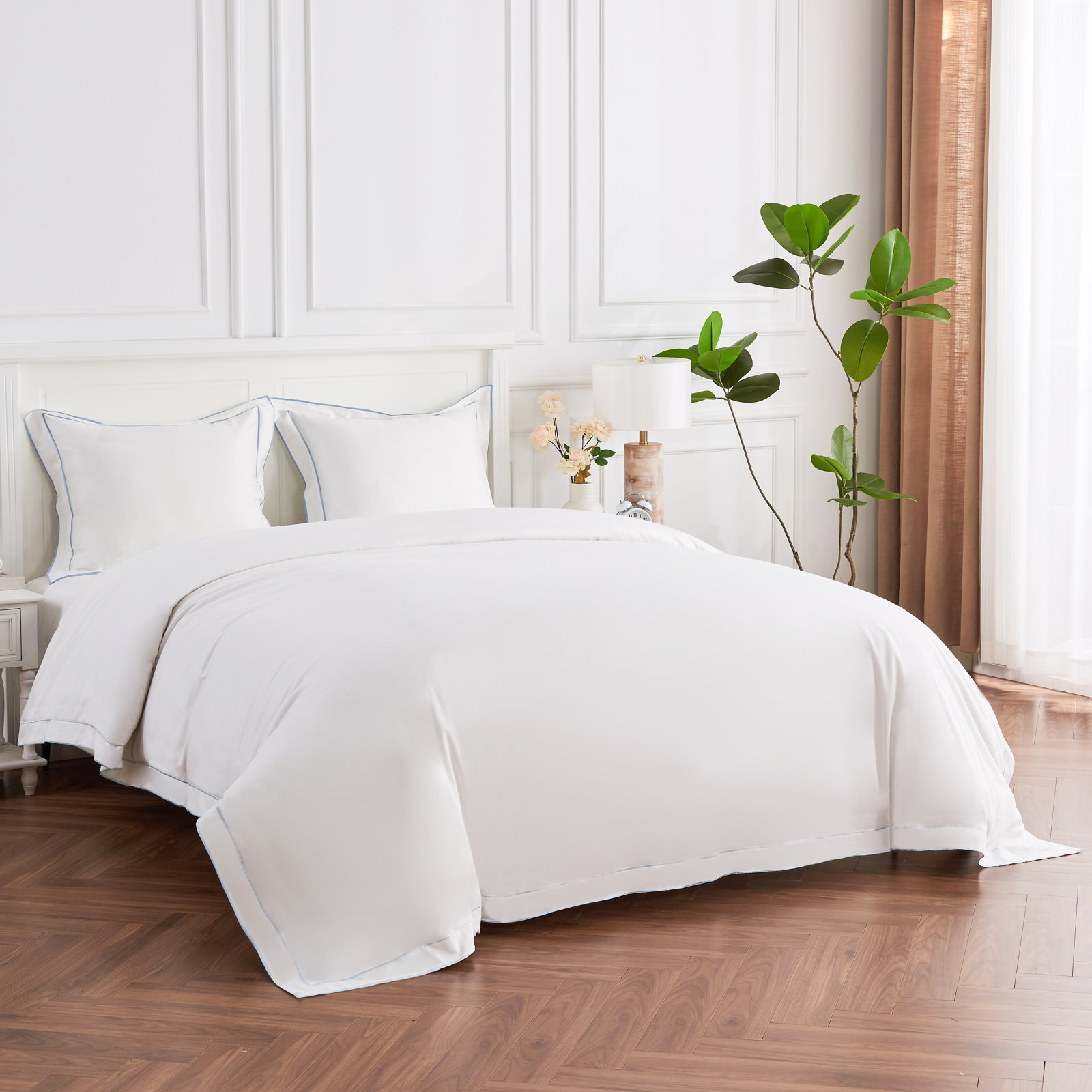 Evanston Cotton Duvet Cover Set, Blue, Twin Duvet Cover + 1 Standard Sham