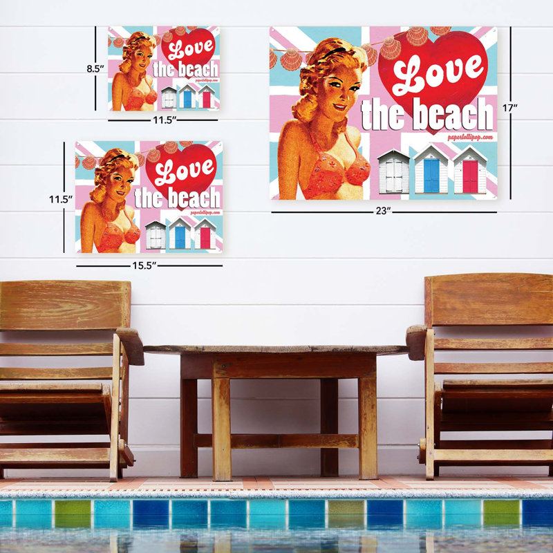 «Retro Love The Beach» sur impression métallique