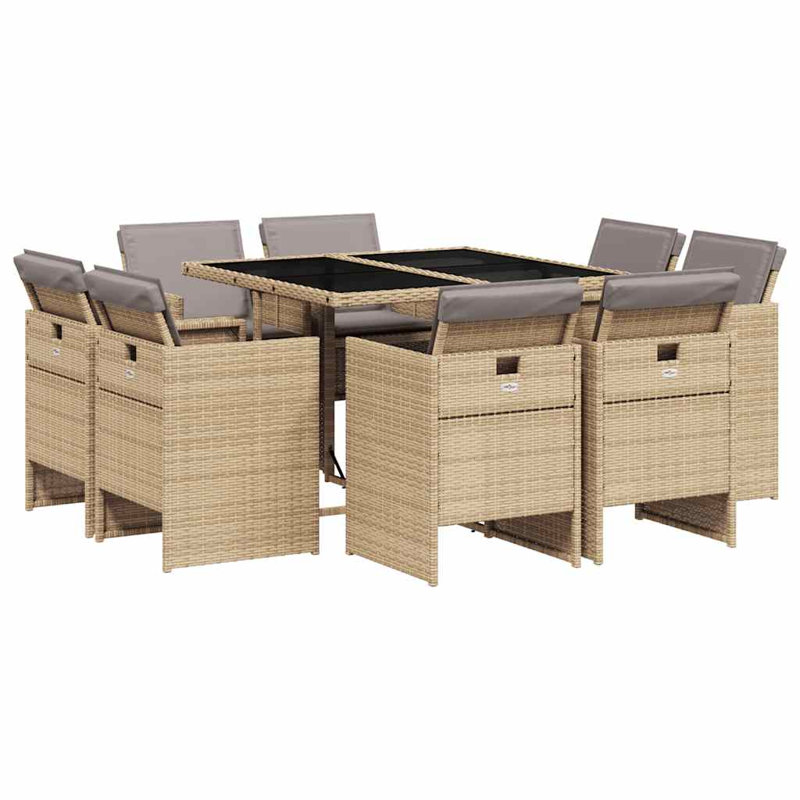 Patio Dining Set Table,, Grey, 73cm H x 110cm W x 106cm D, Mix Beige