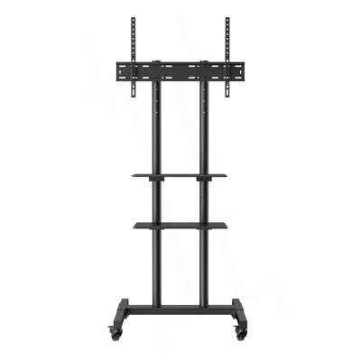 Meuble télé mobile, chariot télé mobile pour téléviseurs de 32 à 70 pouces, meuble télé portatif à hauteur ajustable avec roulettes, plateau double pour appareils audiovisuels, meuble télé roulant avec support pour chambre à coucher, salon