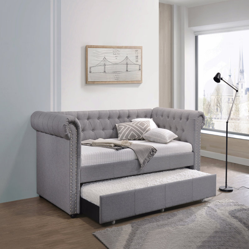 Lit de jour en tissu avec couchette (simple)