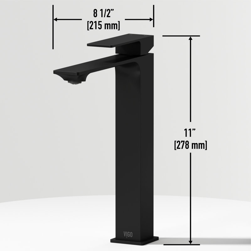 Dunn 11" H Single Handle Vessel Sink Bathroom Faucet, Matte Black