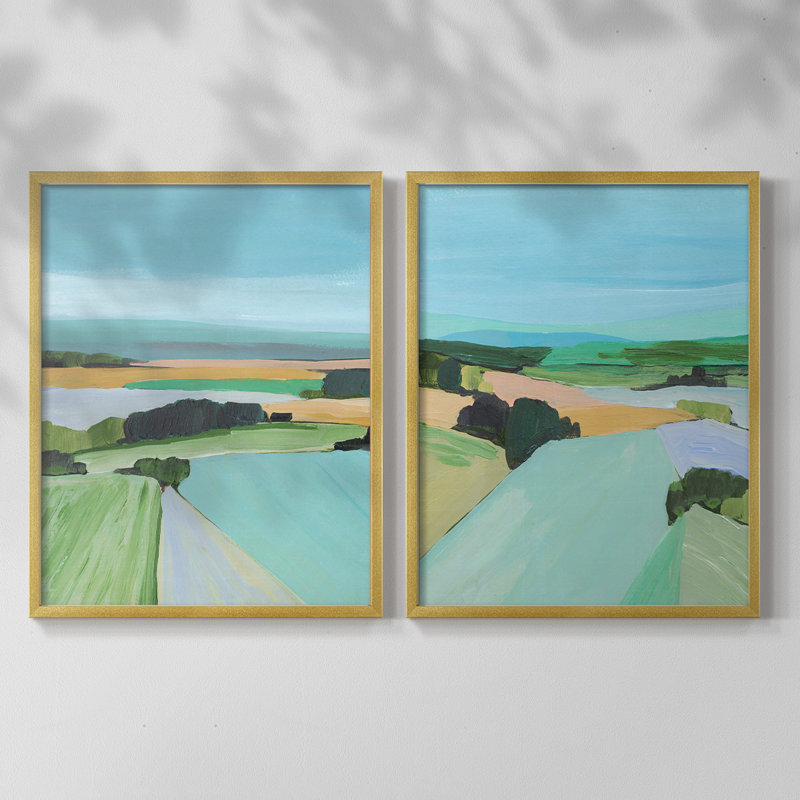 «Bright Coloured Countryside III», reproduction encadrée de qualité supérieure - prête à être accrochée - aucun clou requis - aucun clou requis