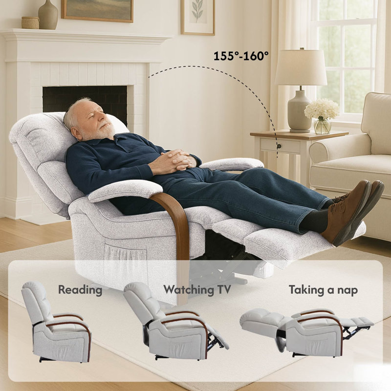 Dual Motor Recliner Chair, Adjustable Recliner with Lumbar Support and Padded Seat Backrest, Beige