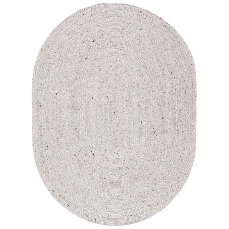 Tapis de couleur unie en coton tissé à la main Coles, Oval 8 pi x 10 pi