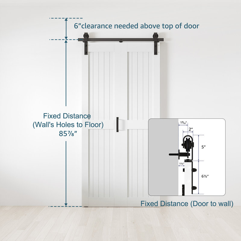 Porte de grange coulissante pliante 84 "en bois manufacturé 84 po avec quincaillerie d'installation, 40 po x 84 po
