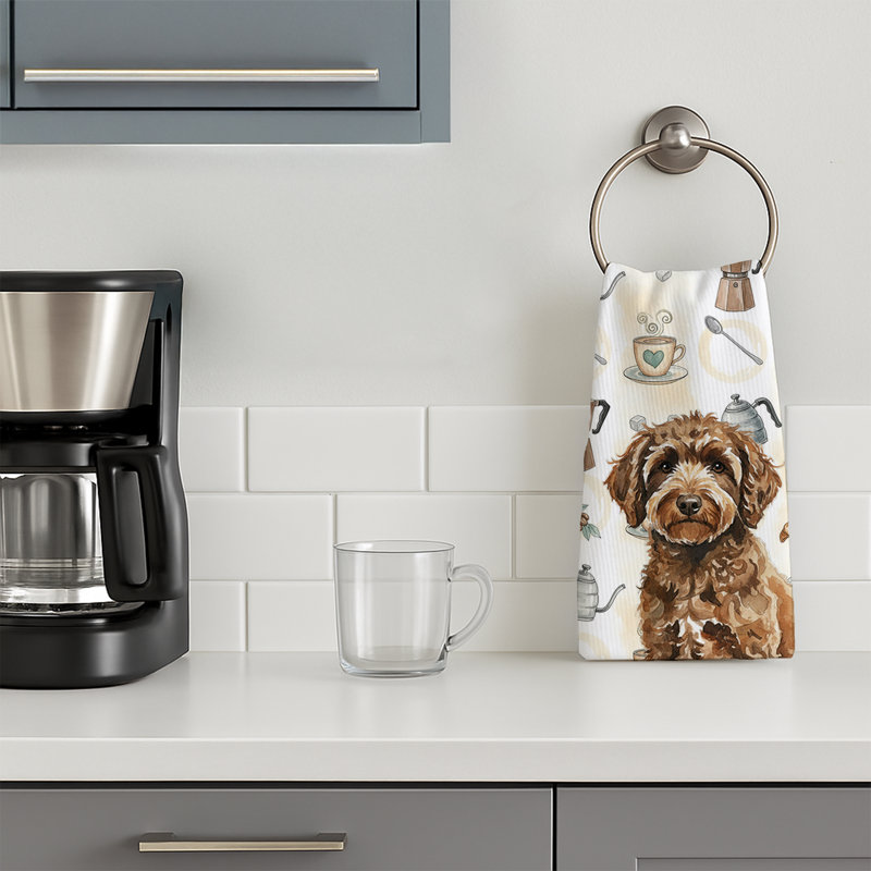 Spanish Water Dog Coffee Bar Kitchen Towel, Spanish Water Dog