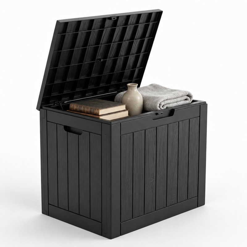 35 Gallon Outdoor Deck Box, Lockable Waterproof Resin Storage Box For Patio Cushions, Garden Tools, Pool Accessories & Outdoor Essentials