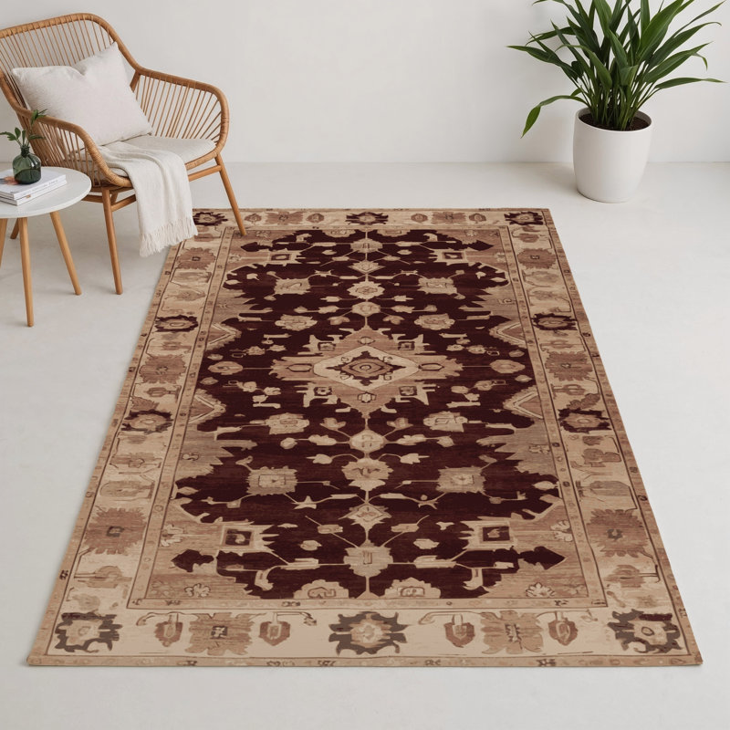 Tapis intérieur et extérieur brun Overdyed, Rectangle 5 pi x 7 pi