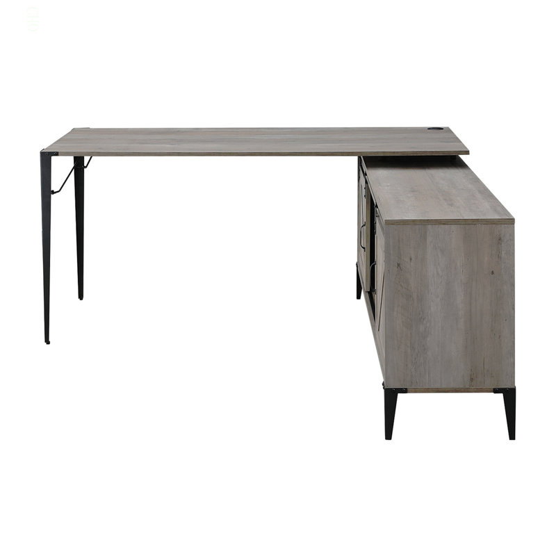 Bureau d'écriture en L avec armoire, Gris