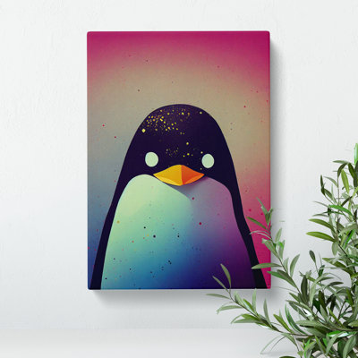 Penguin In Colour No.3 Abstract - Wrapped Canvas
