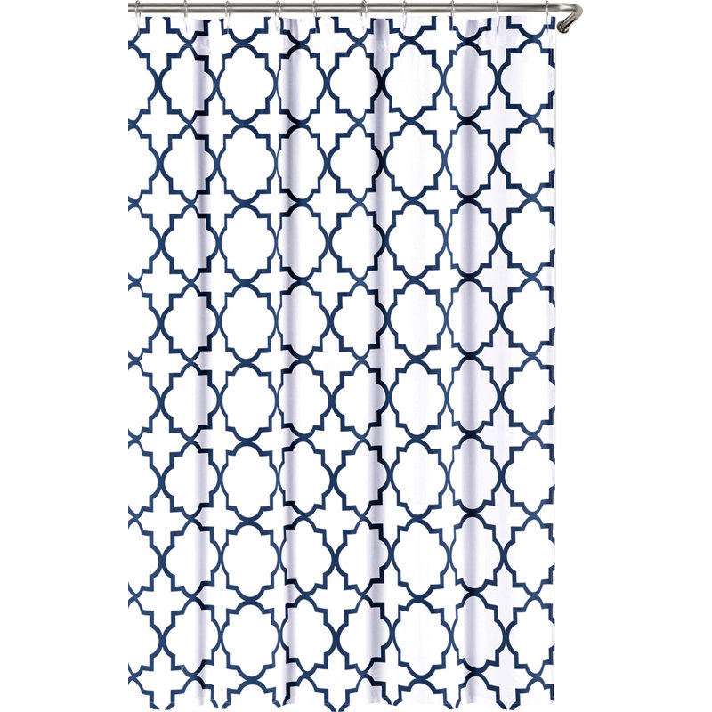 Rideau de douche en coton Adelee, Bleu marine