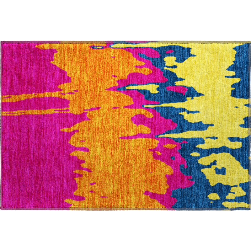 Premium Machine Washable Prisco Pink Rug, Rectangle 1'8" x 2'6"