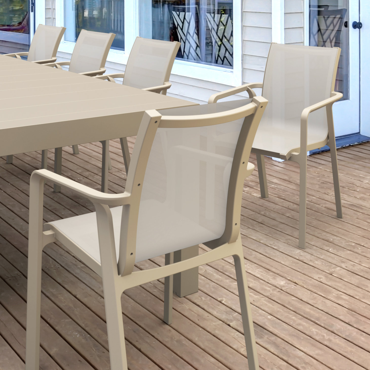 Farrah 118'' Rectangular 10-Person Outdoor Dining Set, Taupe