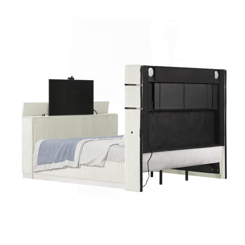 Ensemble de chambre à coucher de style moderne 5 pièces avec foyer dans la tête de lit et meuble télé dans le pied de lit