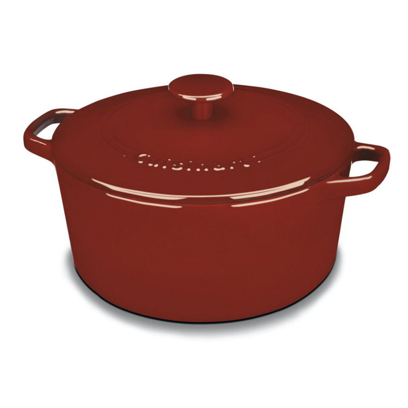 Cocotte ronde en fonte émaillée classique avec couvercle Cuisinart Chef, 3 pintes, Rouge cardinal
