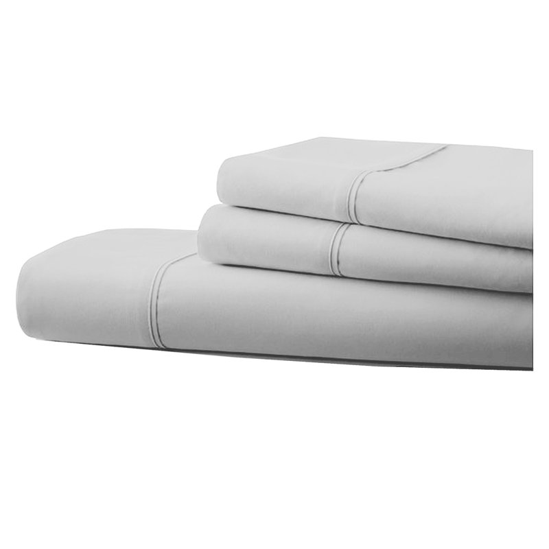 Ensemble de draps en micro-fibre, Argent, Ensemble de draps pour taille de lit grand avec un