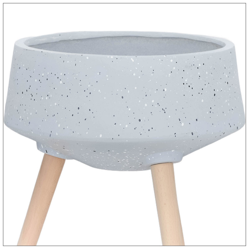 S / 2 DÉCORSEUR DE PIERREZZO 11/15 "AVEC PIEDS EN BOIS, GRIS