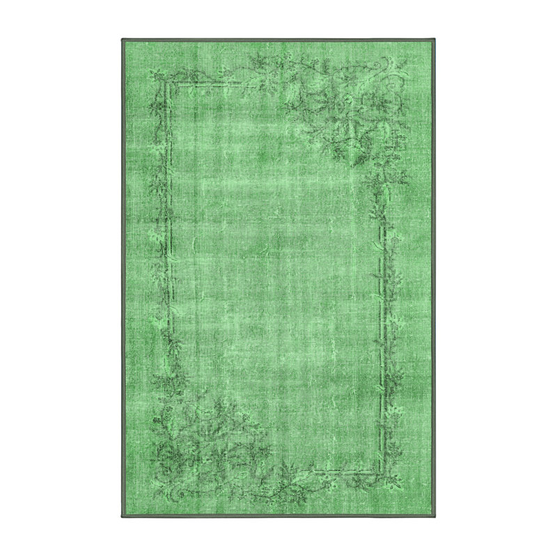 Tapis oriental vert en laine / polyester de style oriental fabriqué à la machine 6 pi x 9 pi