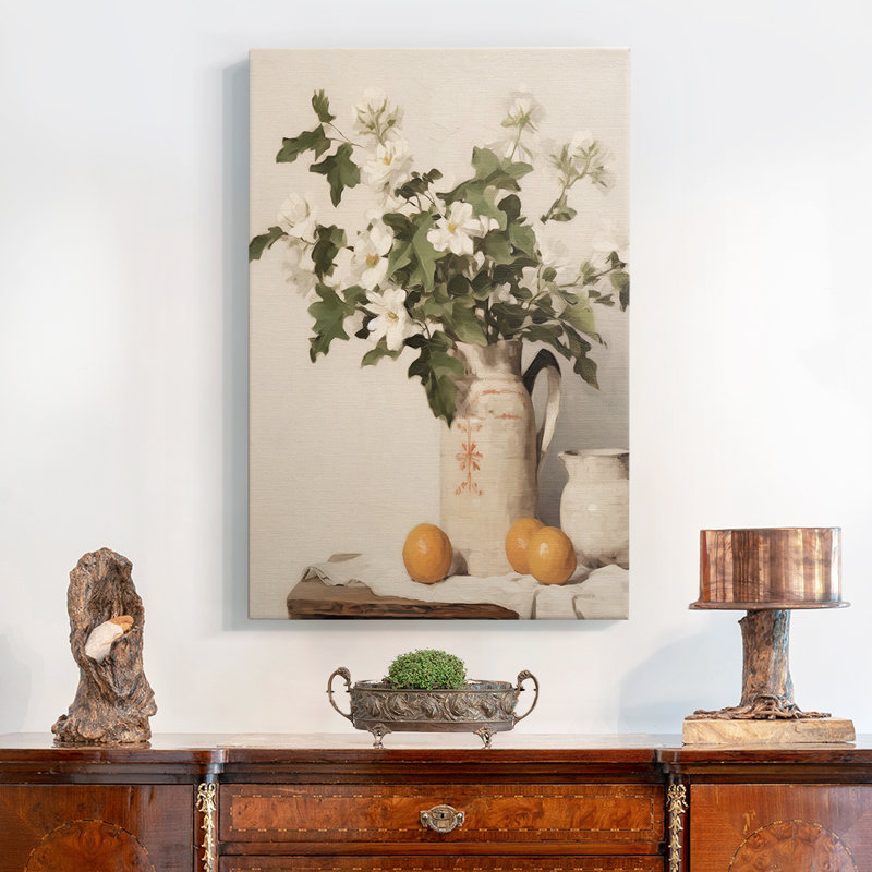 Impression florale rétro - impression sur toile tendue, H 19 po x l 13 po