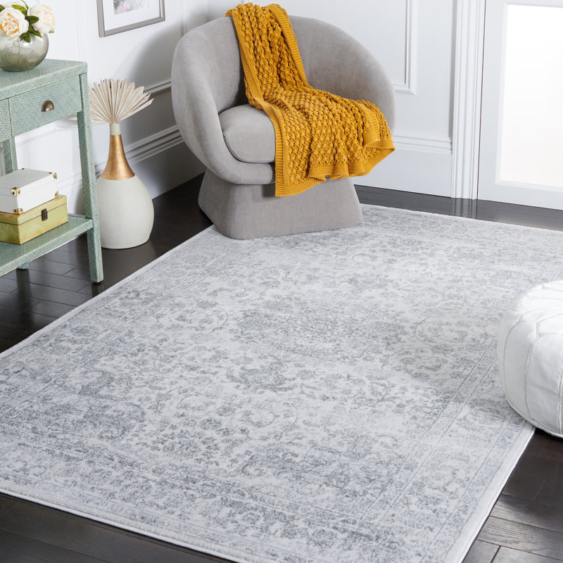 Overholt Oriental Cream/Dark Gray Area Rug, Rectangle 5'1" x 7'6"