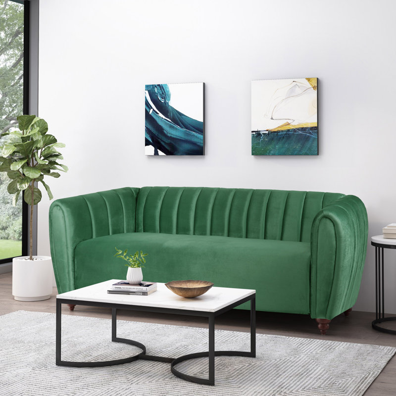 Canapé 77,25 po, Velours émeraude