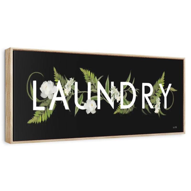 Blanchisserie Floral, 25 po x 9 po, Cadre flottant en bois naturel