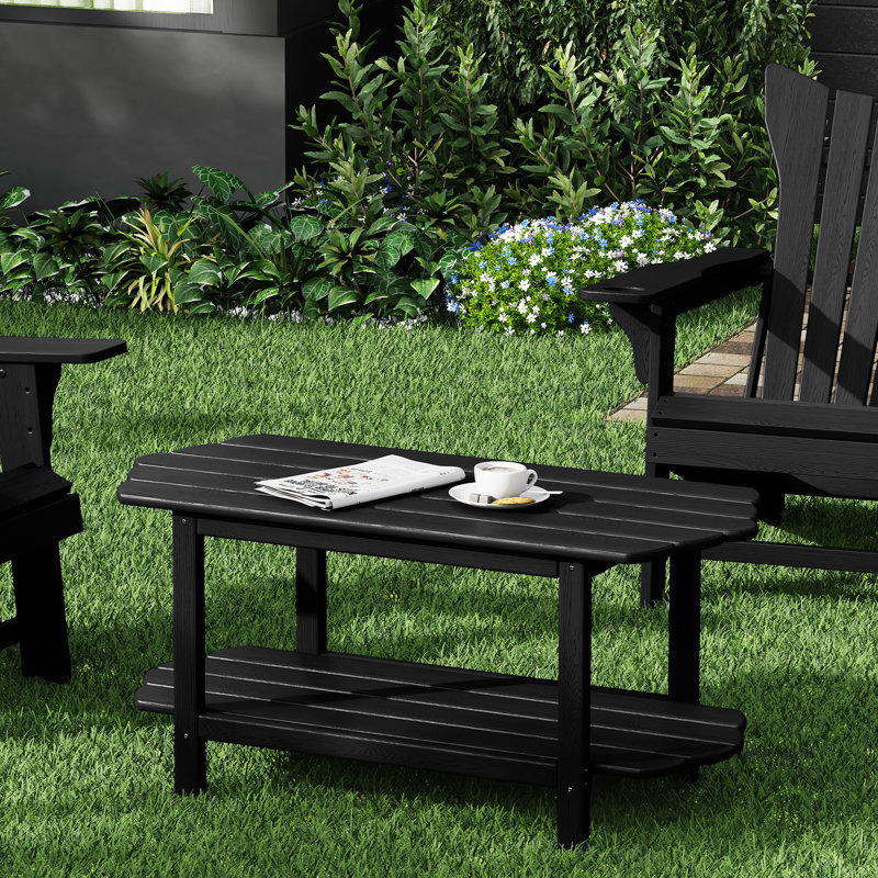 Bolebroke Modern Rounded Rectangle Design Outdoor Coffee Table , 39.38'' W × 17.72'' D, Black