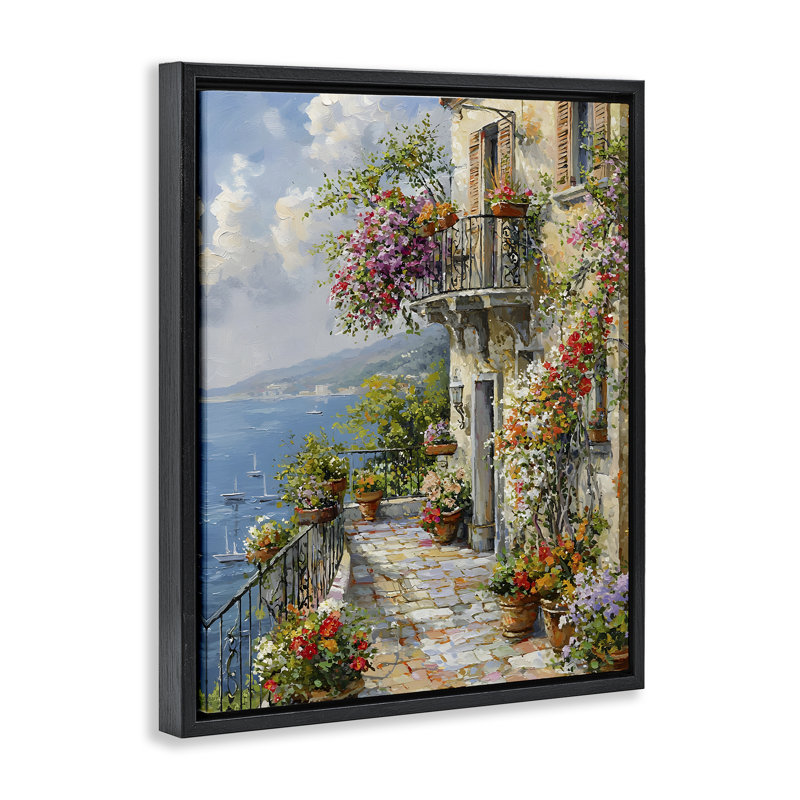 Cadre flottant bord de mer botanique, design par Franklyn Gregory, Cadre flottant noir de jais, H 21 po x l 17 po