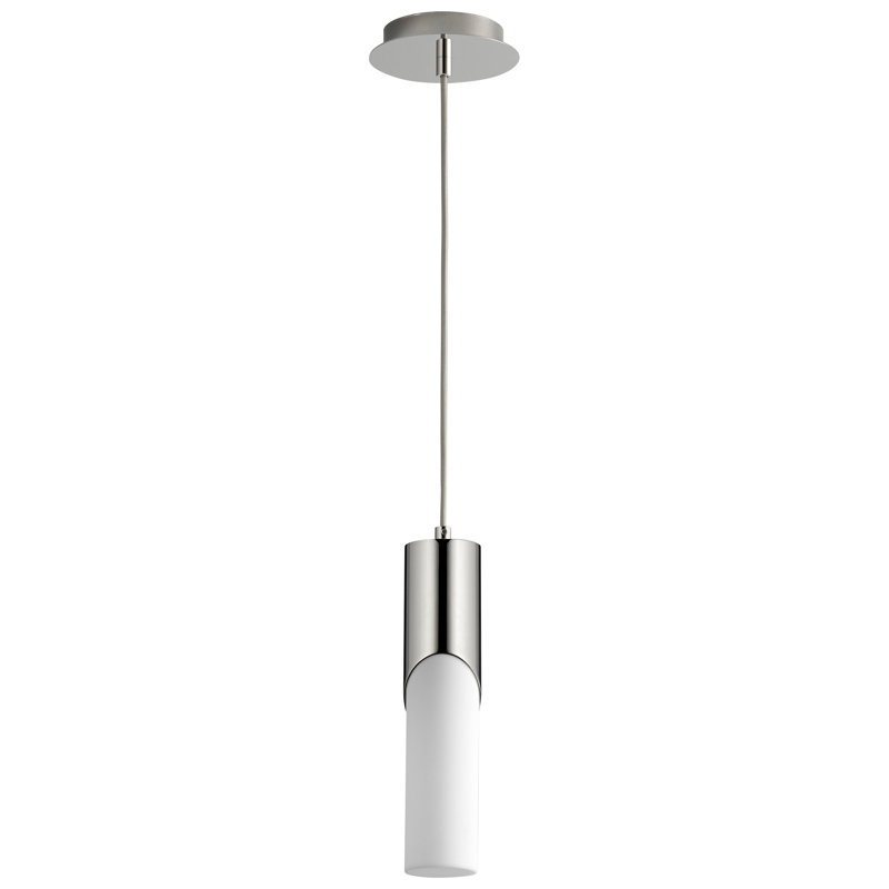 Luminaire suspendu cylindrique à 1 lumière DEL Gator, Nickel poli, H 133,25 po x l 5,88 po x P 5,88 po